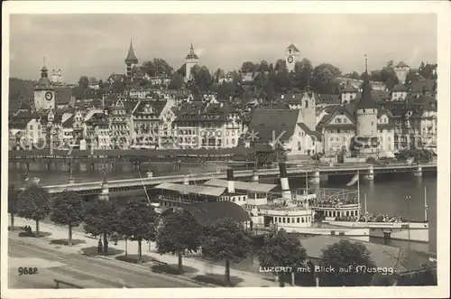 Luzern LU mit Musegg Dampfer Bruecke / Luzern /Bz. Luzern City