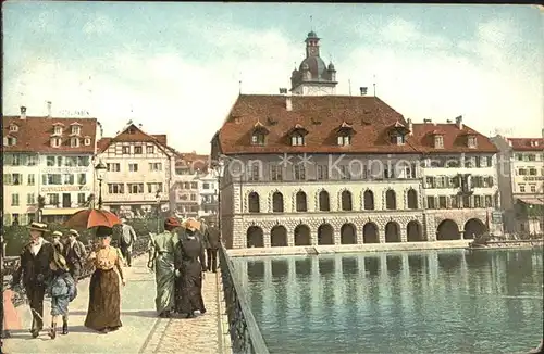 Luzern LU Rathaus und Bruecke / Luzern /Bz. Luzern City