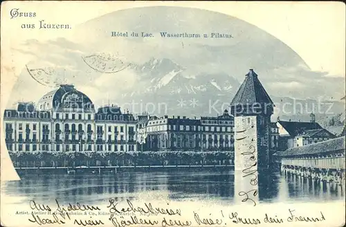 Luzern LU Hotel du Lac Wasserturm und Pilatus / Luzern /Bz. Luzern City