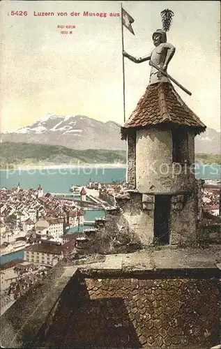 Luzern LU Vierwaldstaettersee von der Musegg aus / Luzern /Bz. Luzern City