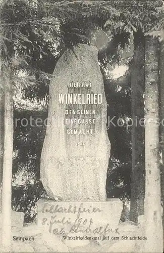 Sempach LU Winkelfrieddenkmal auf dem Schlachtfeld Kat. Sempach