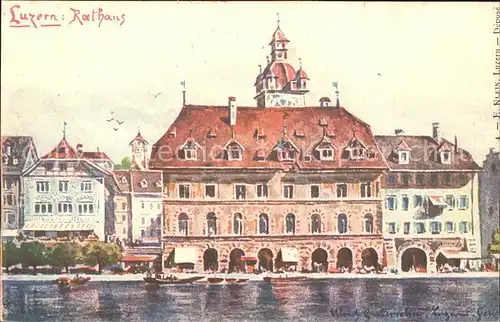 Luzern LU Rathaus Kuenstlerkarte / Luzern /Bz. Luzern City