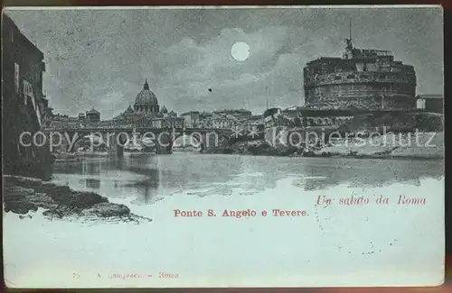 Rom Roma Ponte San Angelo e Tevere im Mondschein /  /Rom