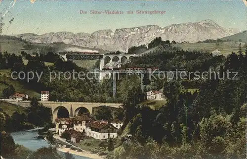 St Gallen SG Die Sitter Viadukte mit Saentisgruppe Kat. St Gallen