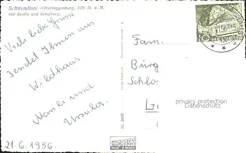 Obertoggenburg Schwendisee mit Saentis und Schafberg Kat. Wildhaus
