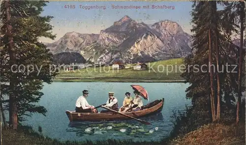 Toggenburg Schwendisee Bootspartie mit Schafberg Kat. Wildhaus