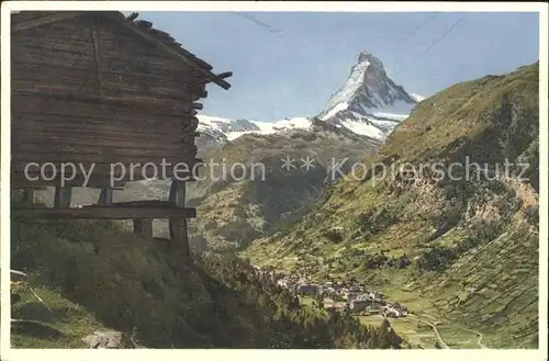 Zermatt VS Berghuette mit Matterhorn Kat. Zermatt