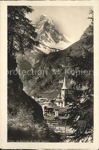 Zermatt VS Eglise et Mont Cervin Matterhorn Kat. Zermatt