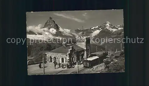 Zermatt VS Station Bergbahn Gornergrat mit Matterhorn  Kat. Zermatt