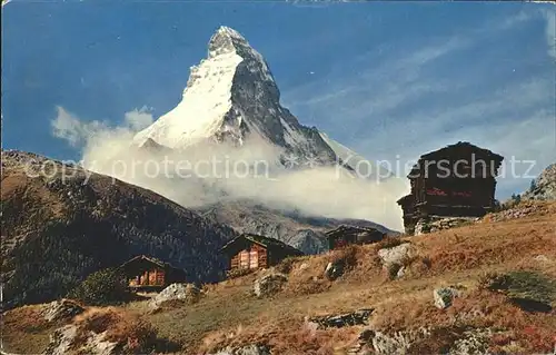 Zermatt VS Winkelmatten Berghuetten mit Matterhorn Kat. Zermatt