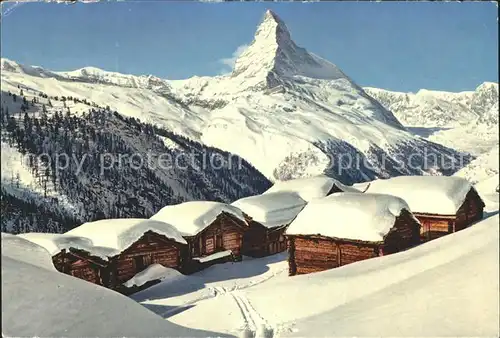 Zermatt VS Findelen Berghuetten mit Matterhorn Kat. Zermatt