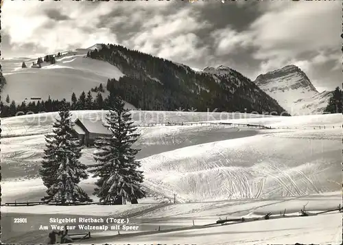 Toggenburg Skigebiet Rietbach Am Weg zur Wolzenalp mit Speer Kat. Wildhaus