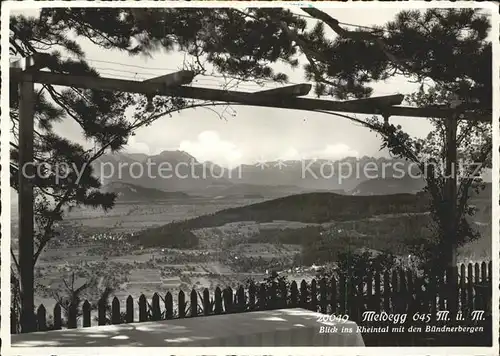 Meldegg Walzenhausen AR Blick ins Rheintal mit Buendnerbergen Kat. Walzenhausen