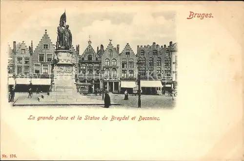 Bruges Flandre Grand Place et Statue de Breydel et Deconinc Kat. 