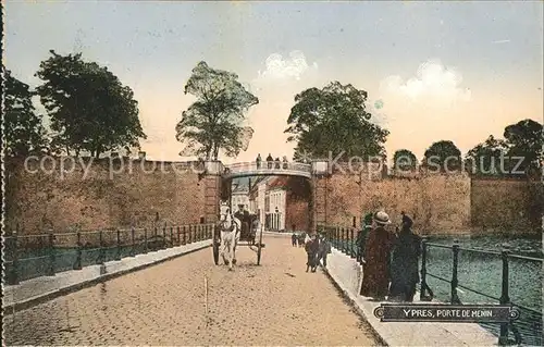 Ypres Ypern West Vlaanderen Porte de Menin Pferdekutsche Kat. 