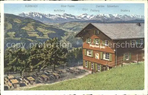 Hoernli Kulm Berggasthaus im Toesstal mit Alpen