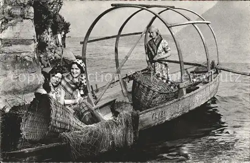 Tessin Ticino Frauen im Boot Costumi ticinese Kat. Lugano