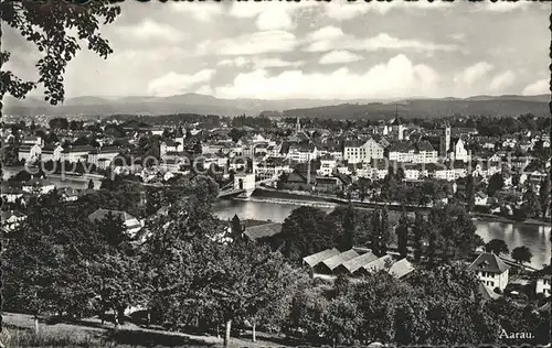 Aarau AG Mit Aare und Bruecke Kat. Aarau