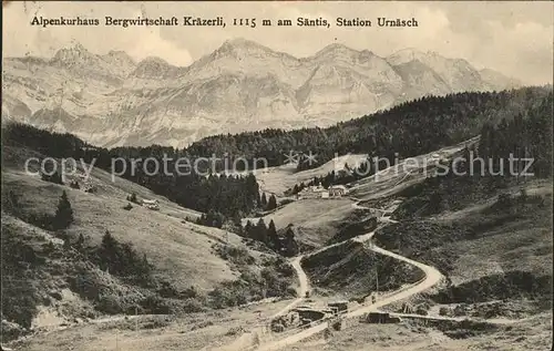Kraezerli AR Kurhaus Bergwirtschaft mit Saentis Station Urnaesch / Saentis /Rg. Saentis