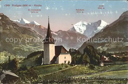 Frutigen BE Kirche mit Kl Doldenhorn Balmhorn Atels Kat. Frutigen