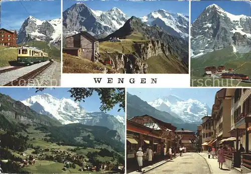 Wengen BE Bergbahn Huette Panorama Dorfpartie Kat. Wengen