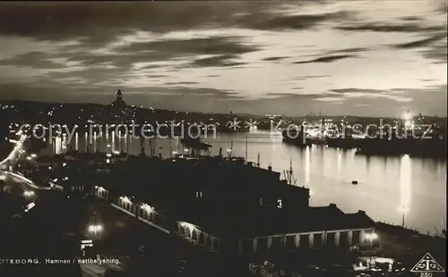 Goeteborg Hamnen i nattbelysning Hafen bei Nacht Kat. 