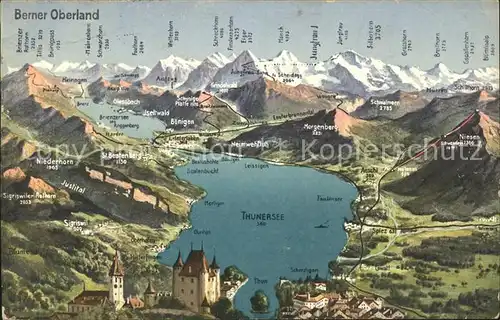 Thunersee Panoramakarte Kat. Thun
