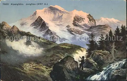 Jungfrau BE Alpnegluehn Kuenstlerkarte Kat. Jungfrau