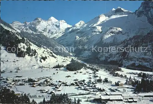 Kandersteg BE mit Bluemlisalp Doldenhoerner Kat. Kandersteg