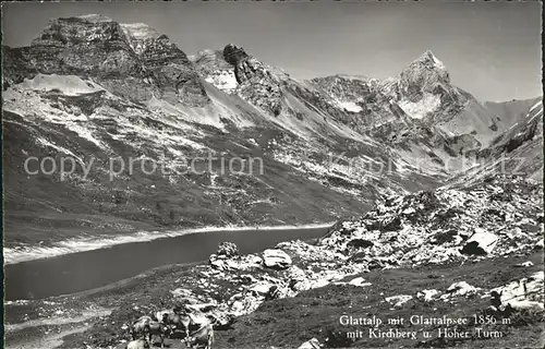 Glattalpsee mit Glattalp Kirchberg und Hoher Turm Kat. Muotathal