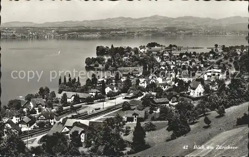 Baechau Schwyz Panorama am Zuerichsee Kat. Schwyz