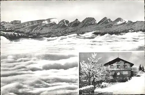 Hoernli Kulm Berggasthaus Hoernli mit Alpen im Nebelmeer Kat. Hoernli