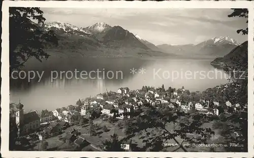 Gersau Vierwaldstaettersee mit Buochserhorn und Pilatus /  /