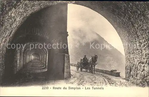 Simplon Dorf Route du Simplon Tunnel Pferdewagen  Kat. Simplon Dorf