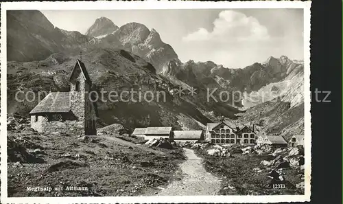 Meglisalp Altmann Saentis mit Altmann Kirche Kat. Altmann