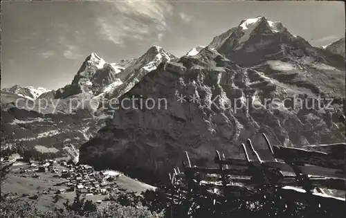 Muerren BE Wetterhoerner Eiger Moench Jungfrau Kat. Muerren