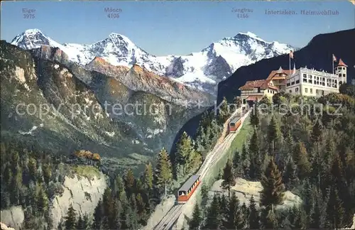 Interlaken BE Heimwehfluh mit Eiger Moench Jungfrau Bahn Kat. Interlaken