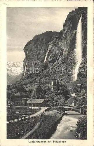 Lauterbrunnen BE mit Staubach Wasserfall Kat. Lauterbrunnen