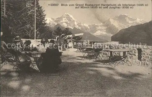 Interlaken BE Blick vom Grand Restaurant Harderkulm auf Moench und Jungfrau Kat. Interlaken