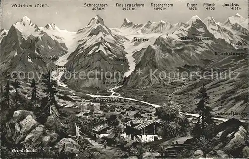 Grindelwald Ortsblick mit Alpenpanorama Kat. Grindelwald