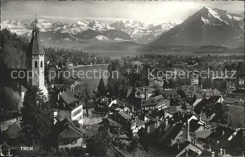 Thun BE mit Alpenkette Bluemlisalp Niesen Kat. Thun