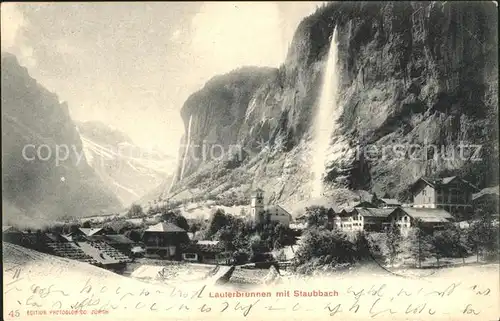 Lauterbrunnen BE mit Staubach Wasserfall Kat. Lauterbrunnen