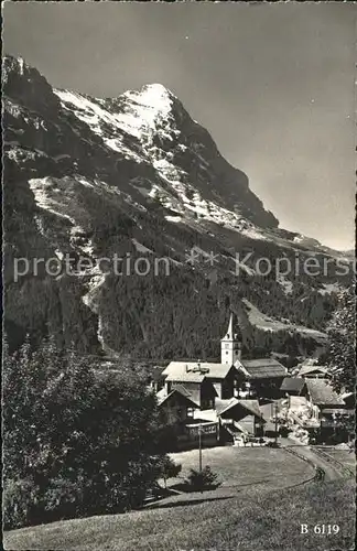Grindelwald Dorfpartie mit Kirche und Eiger Kat. Grindelwald
