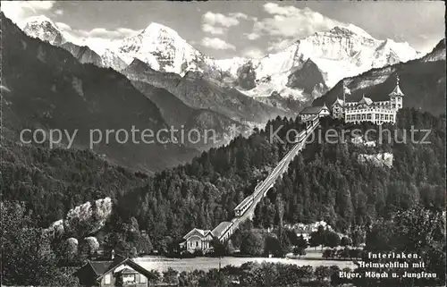 Interlaken BE Heimwehfluh mit Eiger Moench Jungfrau Kat. Interlaken