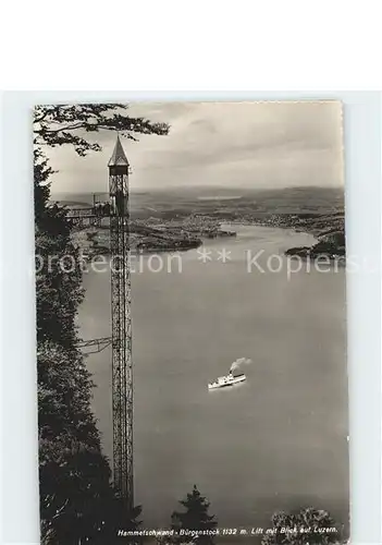 Hammetschwand Buergenstock mit Lift und Blick auf Luzern Kat. Buergenstock