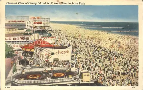 Coney Island New York View from Steeplechase Park Beach Kat. United States