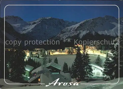Arosa GR mit Obersee bei Nacht Kat. Arosa