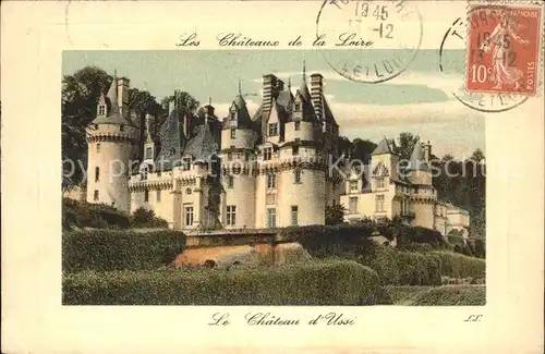Usse Rigny Chateau Serie Les Chateaux de la Loire Stempel auf AK / Rigny-Usse /Arrond. de Chinon