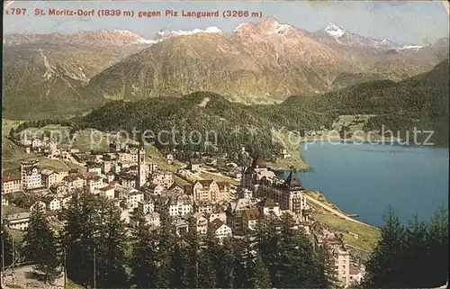 St Moritz GR mit See und Piz Languard Kat. St Moritz