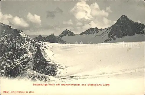 Strassburgerhuette am Brandnerferner und Scesaplanagipfel Kat. Vorarlberg